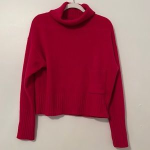 360 Cashmere Hot Pink Cowl Neck Sweater with Pocket